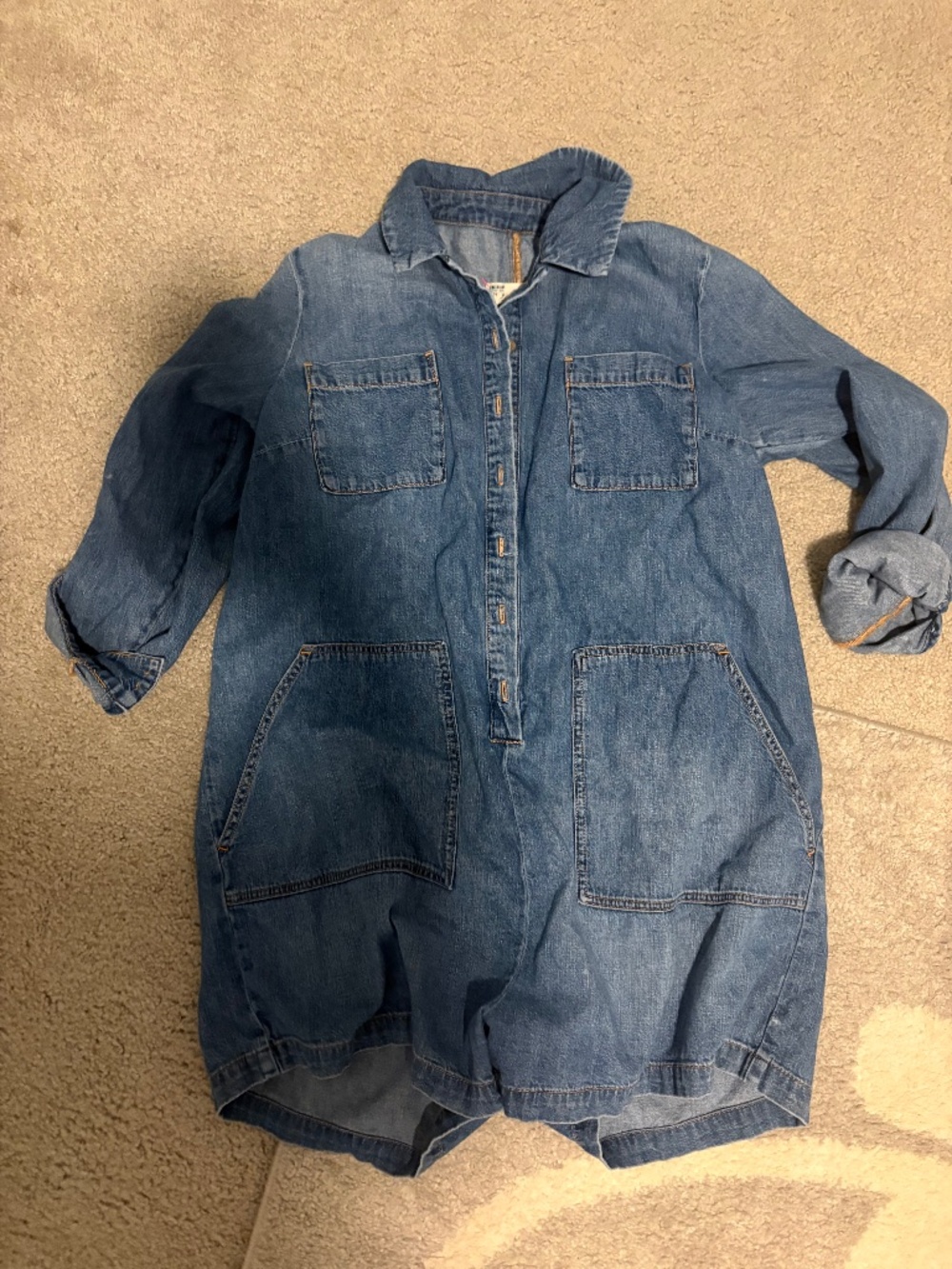 Hatch denim romper